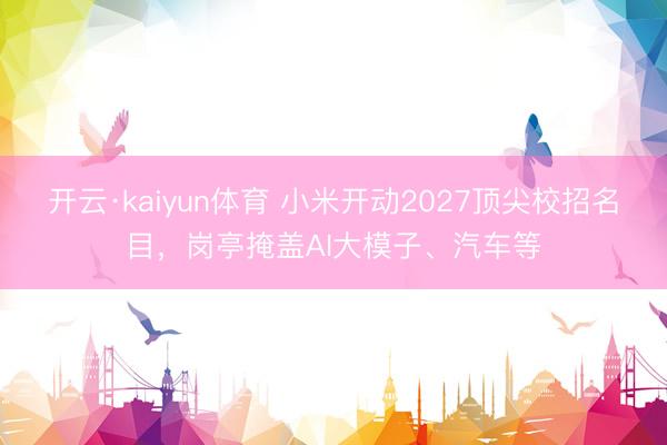开云·kaiyun体育 小米开动2027顶尖校招名目，岗亭掩盖AI大模子、汽车等