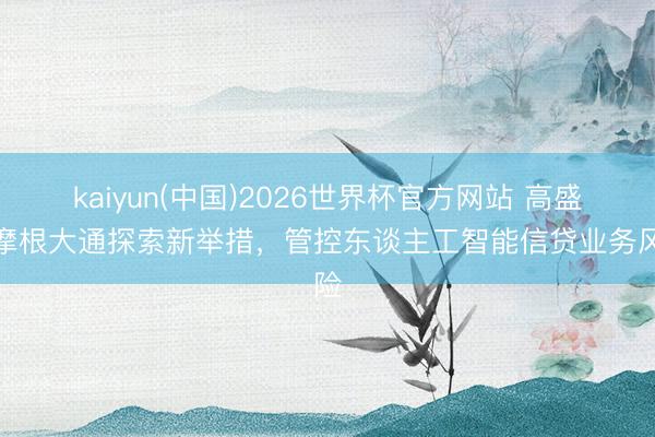 kaiyun(中国)2026世界杯官方网站 高盛、摩根大通探索新举措,管控东谈主工智能信贷业务风险