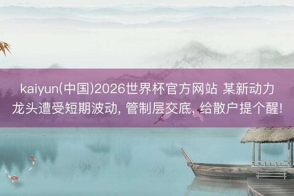 kaiyun(中国)2026世界杯官方网站 某新动力龙头遭受短期波动, 管制层交底, 给散户提个醒!