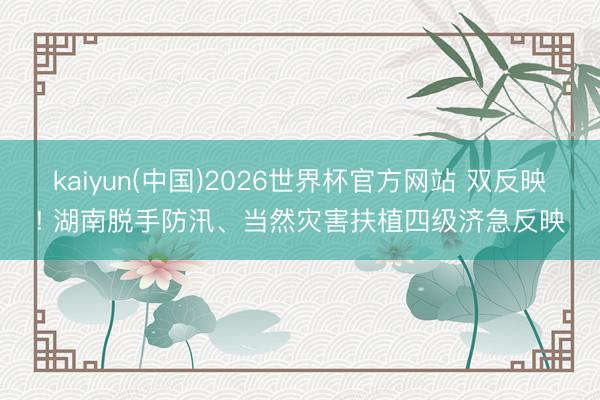 kaiyun(中国)2026世界杯官方网站 双反映! 湖南脱手防汛、当然灾害扶植四级济急反映