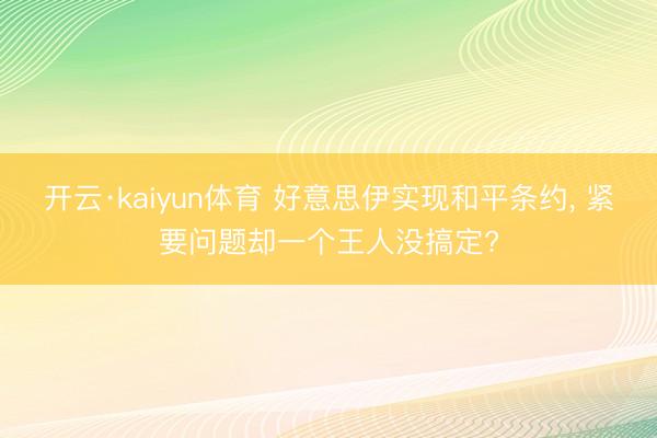 开云·kaiyun体育 好意思伊实现和平条约， 紧要问题却一个王人没搞定?